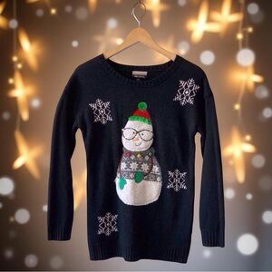 Christmas Sweater | Snowman w/ Jingle Bells – Size M fun and festive